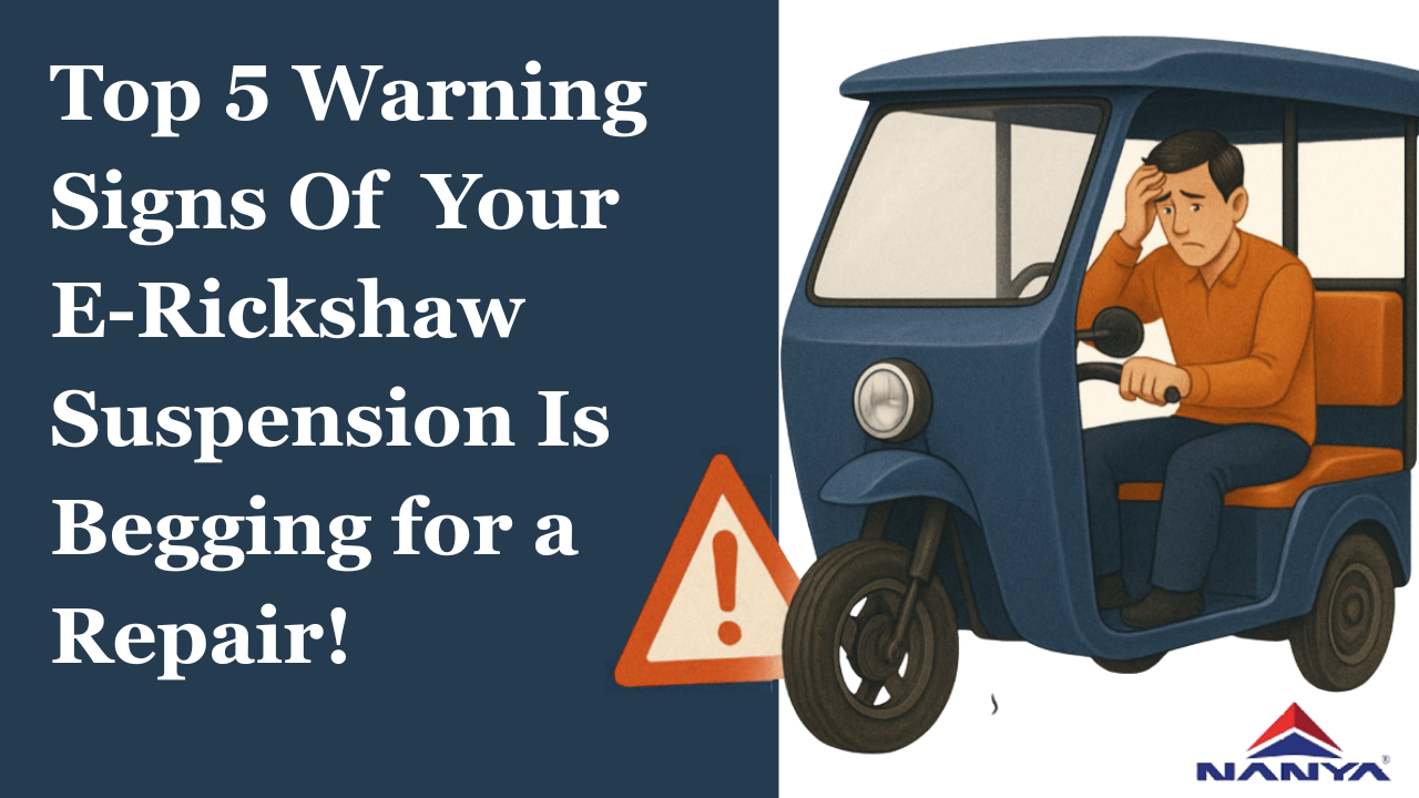 Blog Cover | Don’t let suspension trouble stall your ride—learn the top 5 warning signs every e-rickshaw owner must know.